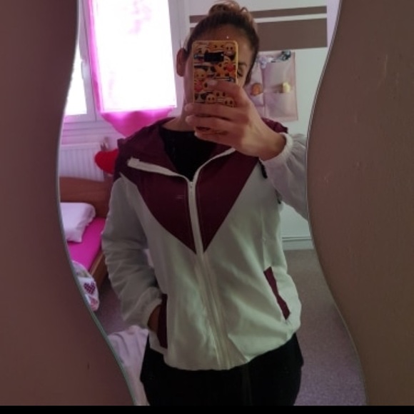 Burgundy & White Athletic Fashion Windbreaker - Picture 8 of 8